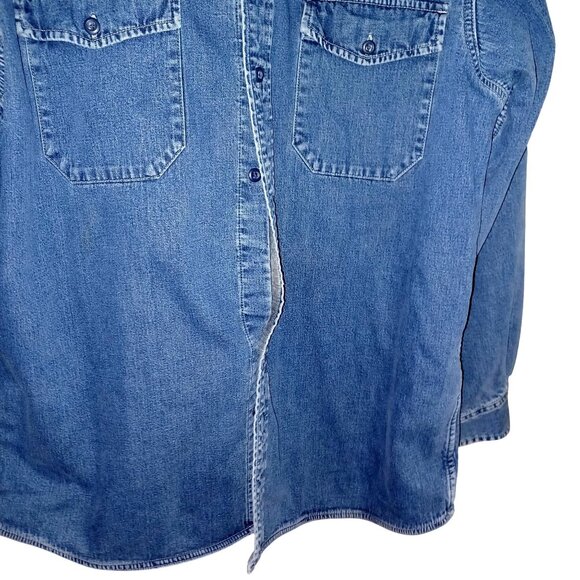 Eddie Bauer Shacket Vintage Jacket Mens Denim Size Large Tall Flannel Lining - Picture 11 of 11